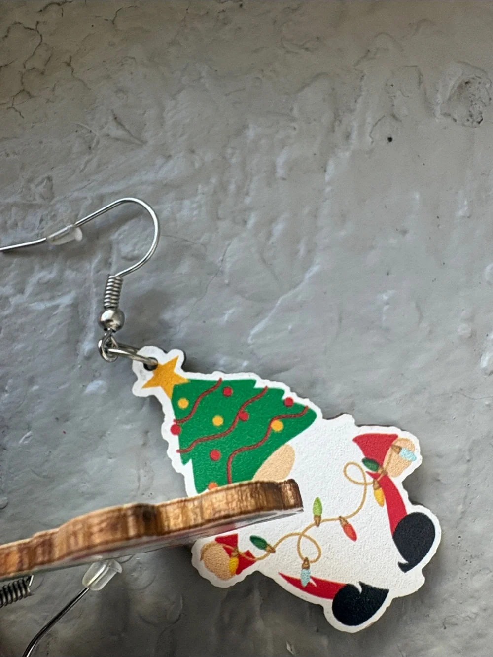 Festive Green Christmas Tree Gnome Earrings